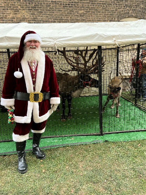 Santa and his live reindeer